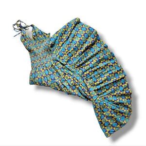 Geometric Vibrant Halter Top Adjustable Maxi Summer Dress